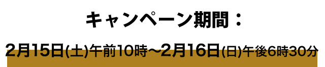 キャンペーン期間：2025年2月15日(土)午前10時〜2月16日(日)午後6時30分