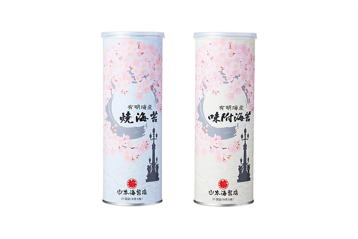 焼海苔缶桜ラベル/味附海苔缶桜ラベル