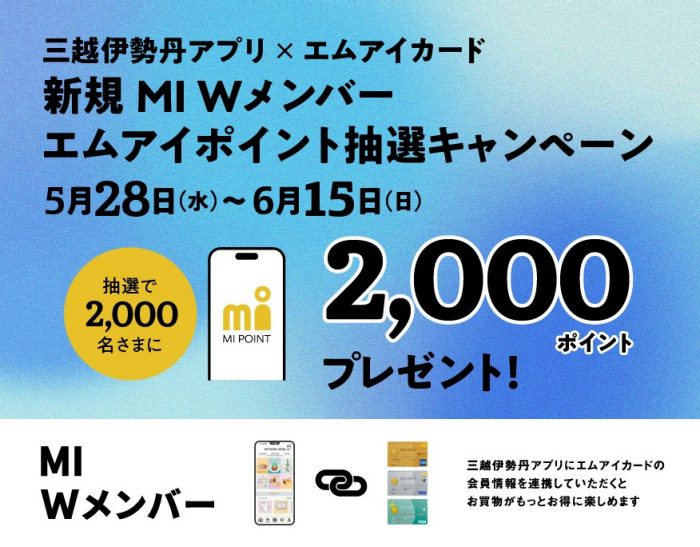 三越伊勢丹アプリ×エムアイカード​ 　新規MI Wメンバーエムアイポイント抽選キャンペーン