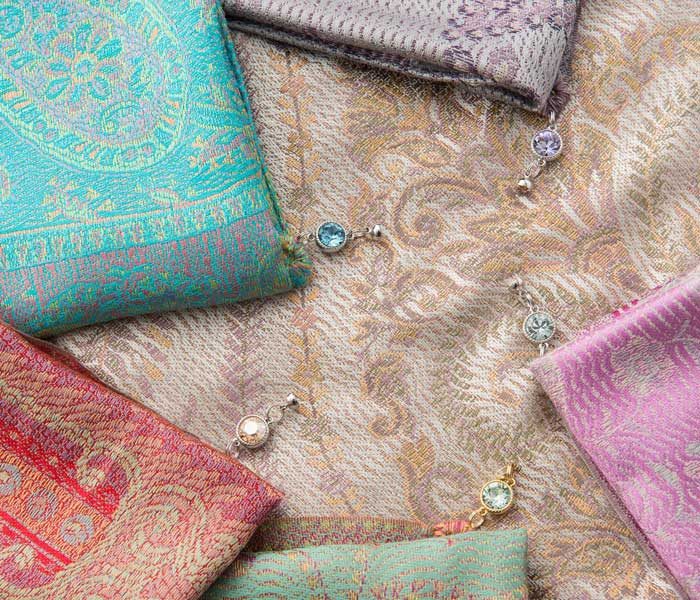 〈Rajyu〉刺繍ストール＆マグネット付きシルクスカーフ